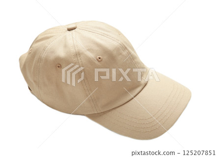 Blank cap beige mockup isolated on a white background 125207851
