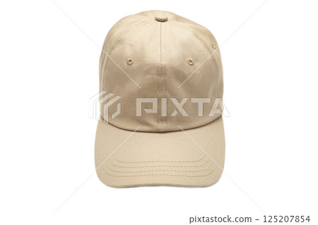 Blank cap beige mockup isolated on a white background 125207854