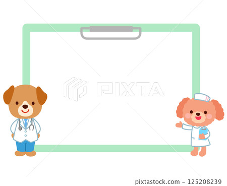 Cute dog doctor copy space notice speech bubble Cute dog doctor copy space notice speech bubble 125208239
