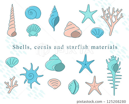 貝殼和海星插圖素材集 125208280