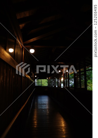 Wooden Japanese-style hot spring 125208495