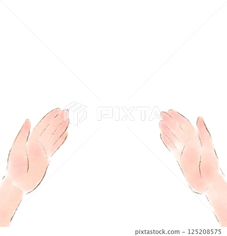 一個人伸出雙手的水彩插圖 一個人伸出雙手的水彩插圖 125208575