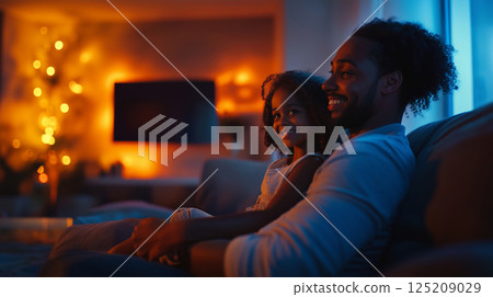 Family bonding time at home during a cozy evening together 125209029
