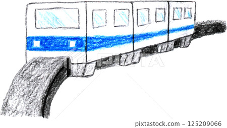 Colored pencil drawing, hand-drawn monorail 125209066