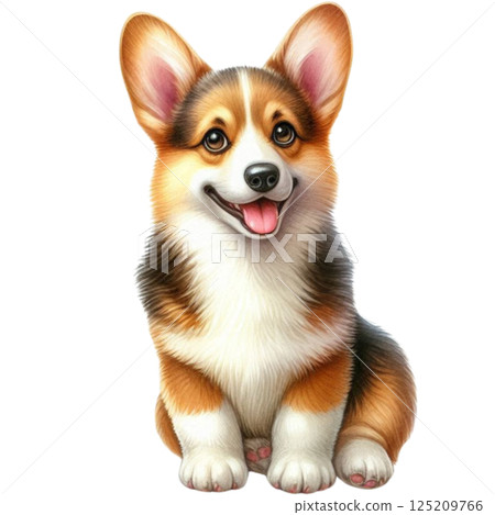 a cute little dog sitting down on a white background a cute little dog sitting down on a white background 125209766