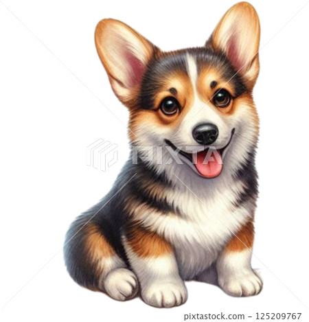 a cute corgi dog sitting down a cute corgi dog sitting down 125209767