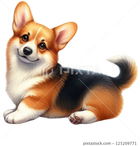a cute corgi dog sitting down on a white background a cute corgi dog sitting down on a white background 125209771