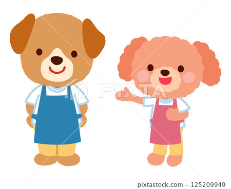 Cute dog character apron staff clerk Cute dog character apron staff clerk 125209949