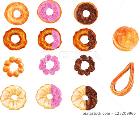 色甜甜圈手繪色鉛筆畫 色甜甜圈手繪色鉛筆畫 125209966