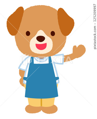 Cute dog character apron staff clerk 125209997
