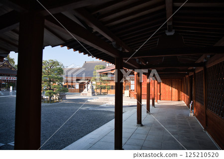 Jonangu Shrine: The grounds illuminated by the morning sun from the corridor 2 Jonangu Shrine: The grounds illuminated by the morning sun from the corridor 2 125210520