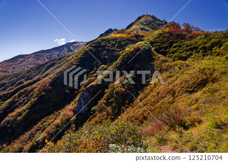 從飯豐山脈的大藏山脊眺望寶州山和飯豐本山脊線 125210704