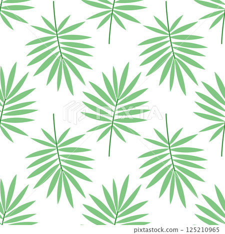 Seamless pattern with tropical palm leaves on white background. Ideal for summer textile, wrapping paper and eco-themed design. Fresh and minimal look. Seamless pattern with tropical palm leaves on white background. Ideal for summer textile, wrapping paper and eco-themed design. Fresh and minimal look. 125210965