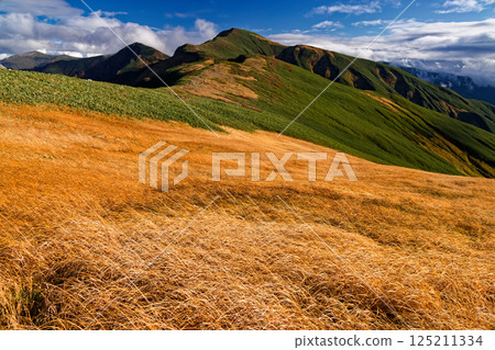 Autumn foliage of Mt. Monnai and Mt. Kitamata in the Iide mountain range 125211334