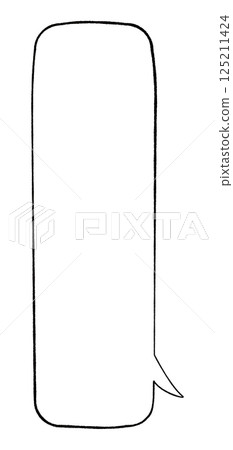 A simple speech bubble with a line drawing style that looks hand-drawn. A very long, rounded rectangle with a tail at the bottom right. Monochrome. A simple speech bubble with a line drawing style that looks hand-drawn. A very long, rounded rectangle with a tail at the bottom right. Monochrome. 125211424