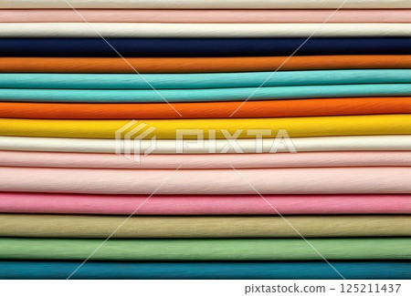 Lots of colorful fabrics folded over each other 125211437