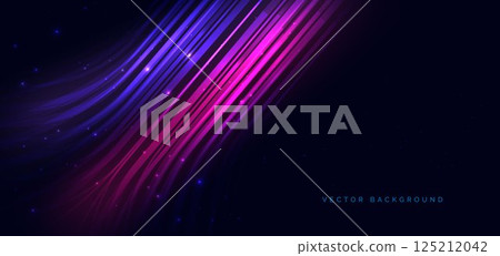 Speed motion movement horizontal blue and red curved lines on drak blue background with sparkle. Hi-speed racer car blue motion concept. 125212042