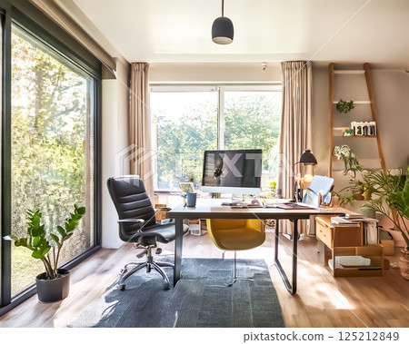 Image of a room with a computer space Image of a room with a computer space 125212849