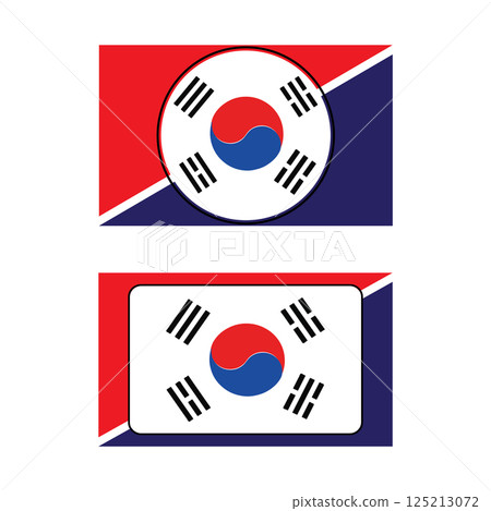 vectors illustration of the South Korean flag icon vectors illustration of the South Korean flag icon 125213072