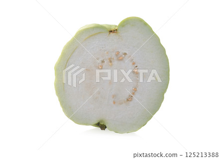 Guava fruit slice isolated on white background. 125213388