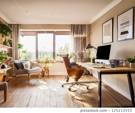 有電腦空間的房間圖像 125213553
