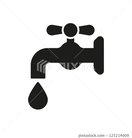 Water Tap With Droplet Solid Icon. Water Conservation, Plumbing, And Resource Management Silhouette Symbol. Environmental Sustainability. Isolated Vector Illustration Water Tap With Droplet Solid Icon. Water Conservation, Plumbing, And Resource Management Silhouette Symbol. Environmental Sustainability. Isolated Vector Illustration 125214009