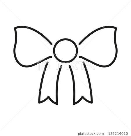 Bow Ribbon Outline Icon. Decorative Gift Wrapping, Fashion Accessory, And Celebration Symbol. Festive Decoration, Present Embellishment. Editable Stroke. Isolated Vector Illustration Bow Ribbon Outline Icon. Decorative Gift Wrapping, Fashion Accessory, And Celebration Symbol. Festive Decoration, Present Embellishment. Editable Stroke. Isolated Vector Illustration 125214010