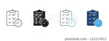 Time Management And Balanced Routine Line and Silhouette Icon Set. Healthy Lifestyle With Organized Schedule. Editable Stroke. Isolated Vector Illustration Time Management And Balanced Routine Line and Silhouette Icon Set. Healthy Lifestyle With Organized Schedule. Editable Stroke. Isolated Vector Illustration 125214013