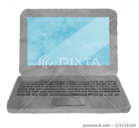 打開的筆記型電腦的正面圖 打開的筆記型電腦的正面圖 125214104