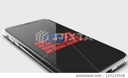 Mobile Security Smartphone protected by firewall and digital safety 125214326
