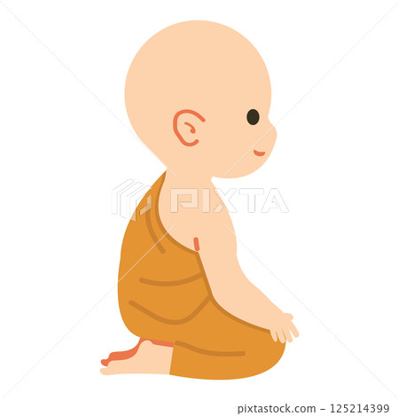 Cartoon Illustration of a Child Monk 125214399
