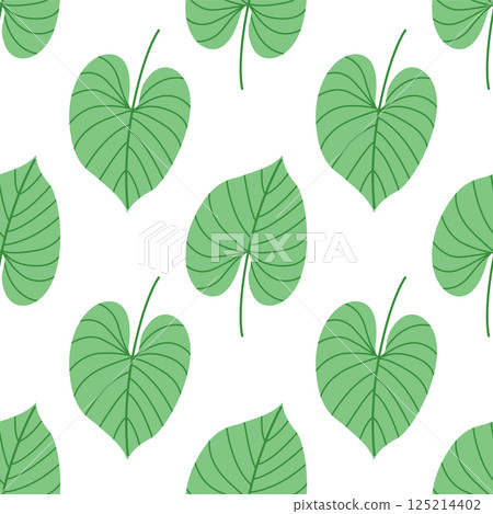 Tropical leaf seamless pattern isolated on white background. Hand drawn vector illustration with green botanical foliage. Ideal for fabric, wallpaper and wrapping. 125214402