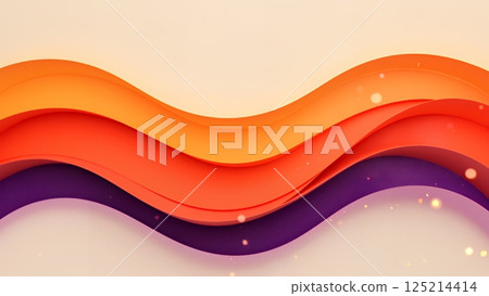 Abstract illustration with overlapping wavy shapes in vibrant orange, red and purple tones Abstract illustration with overlapping wavy shapes in vibrant orange, red and purple tones 125214414