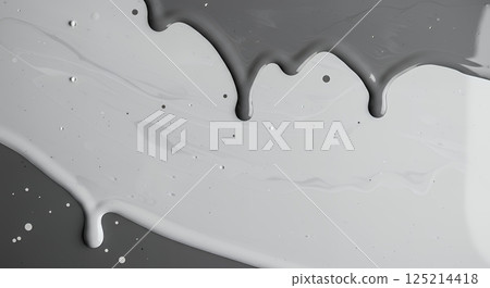 Paint spills, various shades of white and grey paint close-up 125214418