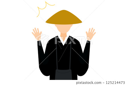 佛教僧侶驚訝地張開雙臂的簡單插圖 125214473