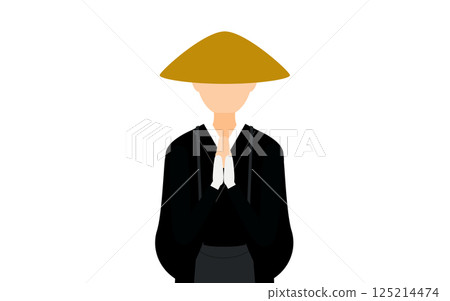 A simple illustration of a Buddhist monk spreading his arms 125214474