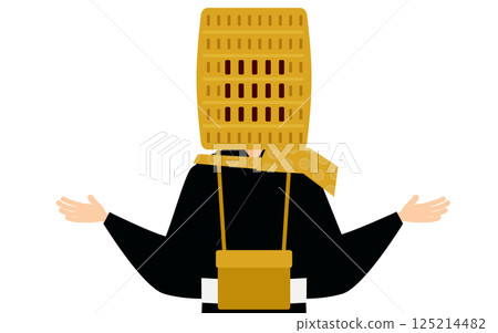 A simple illustration of a Buddhist monk spreading his arms 125214482