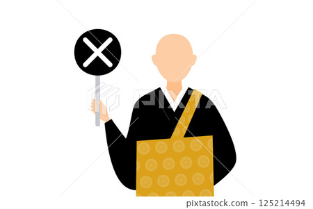 佛教僧人手持十字架的簡單插圖 佛教僧人手持十字架的簡單插圖 125214494
