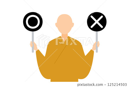 佛教僧人手持圓圈的簡單插圖 125214503