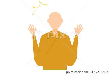 佛教僧侶驚訝地張開雙臂的簡單插圖 125214504