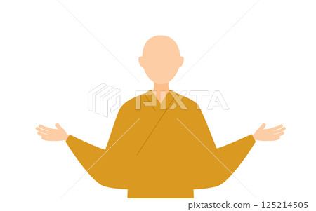 A simple illustration of a Buddhist monk spreading his arms 125214505