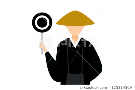 佛教僧人手持圓杖的簡單插圖 125214509