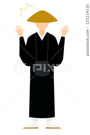A simple illustration of a Buddhist monk spreading his arms in surprise 125214516