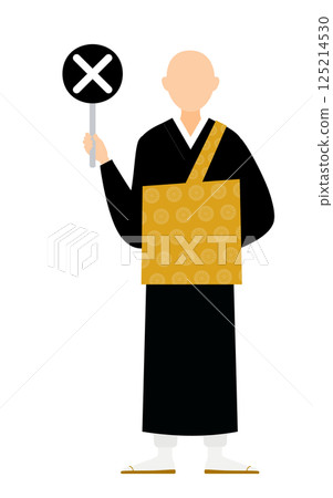 佛教僧人手持十字架的簡單插圖 125214530