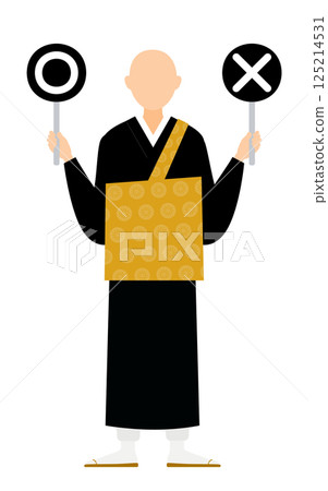 A simple illustration of a Buddhist monk holding a circle 125214531