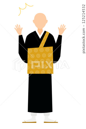 佛教僧侶驚訝地張開雙臂的簡單插圖 125214532
