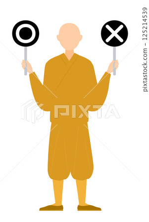 佛教僧人手持圓圈的簡單插圖 125214539