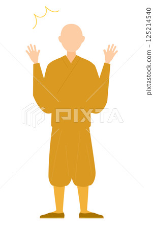 佛教僧侶驚訝地張開雙臂的簡單插圖 125214540