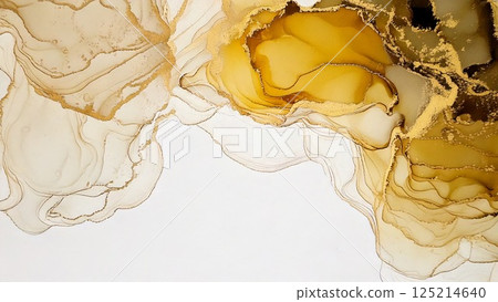 Luxurious thin and light alcohol ink art Gold Beige Background material AI generated material 125214640