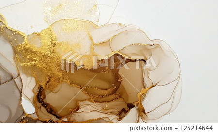 奢華薄輕醇墨藝術金米色背景素材AI生成素材 125214644